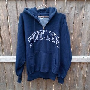 Butler Bulldogs Logo Vintage Quarter Zip Pullover Sweatshirt Hoodie Top